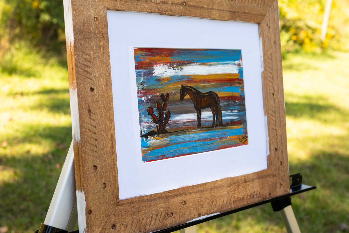 Equine mixed media wall art featuring artistic textures and western themes