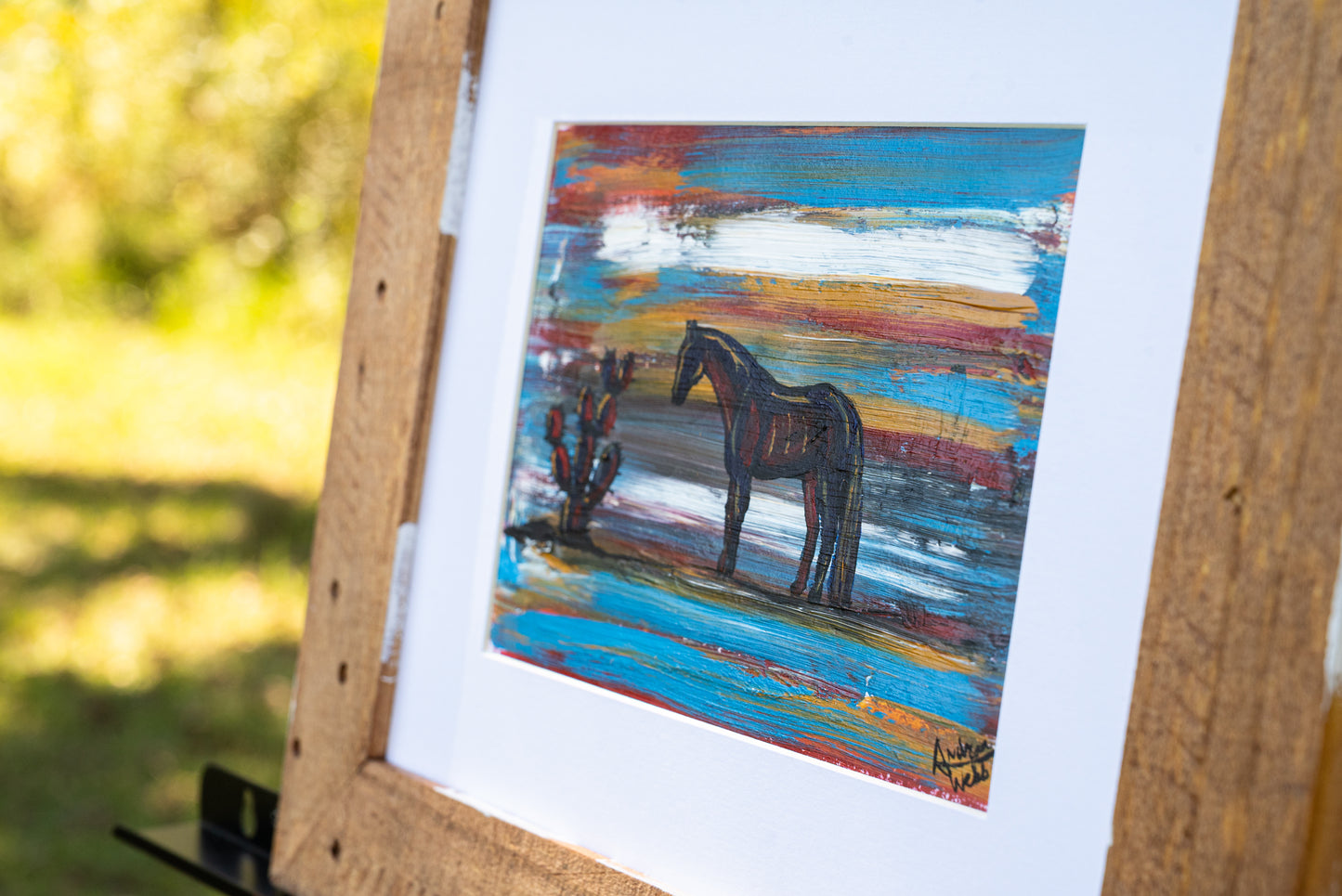 Horse fine art piece created through mixed media techniques for unique equestrian artwork