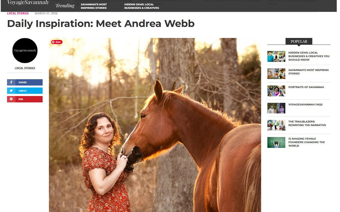 Pet photographer Andrea Webb, serving Savannah, Statesboro, Bluffton, and Hilton Head, is featured in Voyage Savannah. Discover her fine art pet portraits and April 18 event.