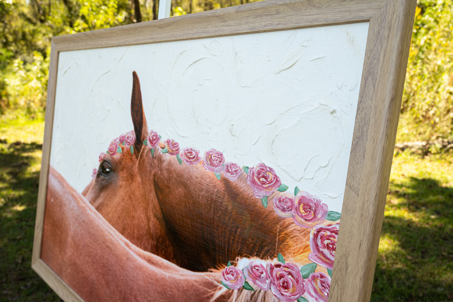 Horse artwork featuring elegant equine beauty with textured background and artistic details