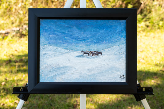 Horse fine art piece created through mixed media techniques for unique equestrian artwork