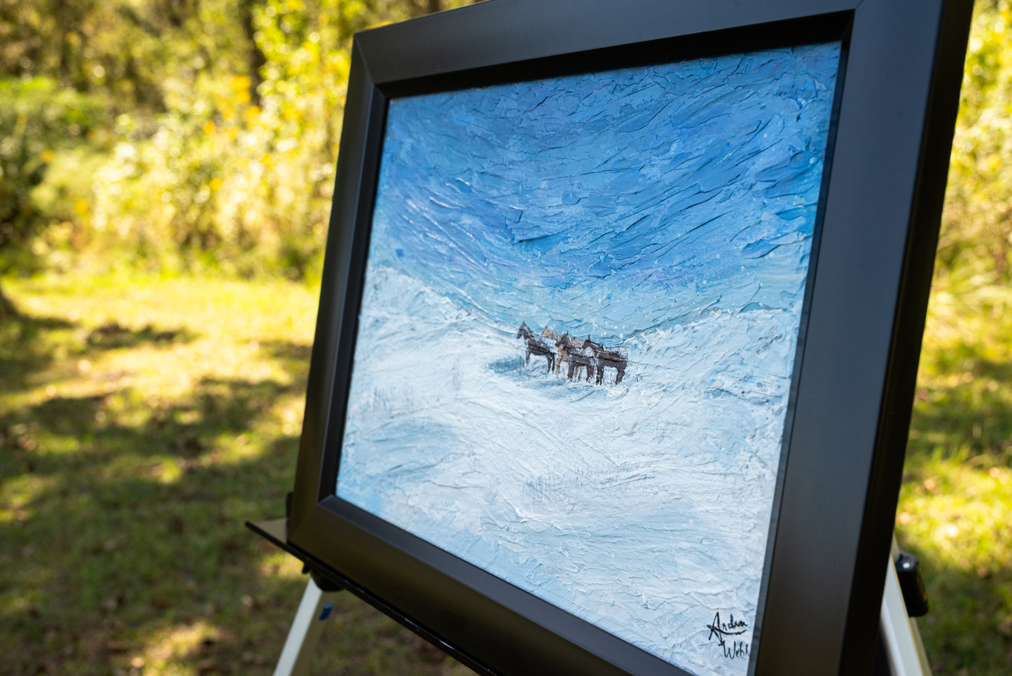 Elegant horse artwork created from mixed media techniques for equestrian décor