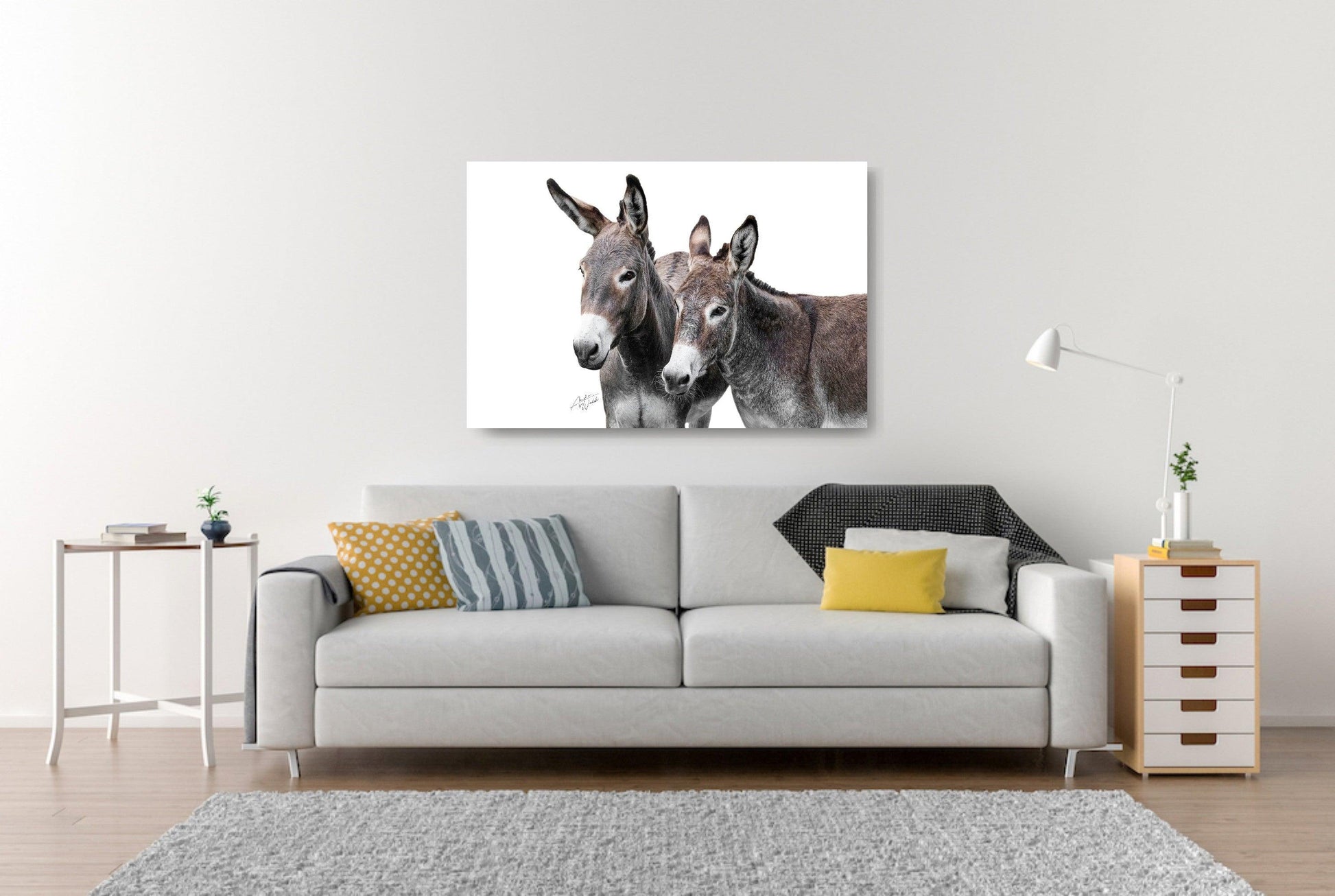 Donkey Pair Print, Donkey Art Print, White Background Donkey, Donkey Portrait, Donkey Photography, Farm Animal Art, Donkey Artwork, Donkey Pair on White, Donkeys on White Background